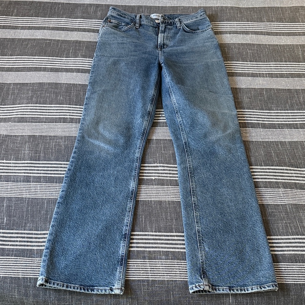Agolde Women's Straight Leg Jeans in Medium Blue Wash
